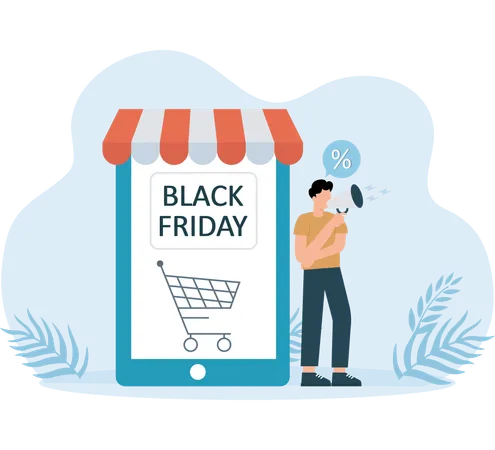 Annonce des achats en ligne du Black Friday  Illustration