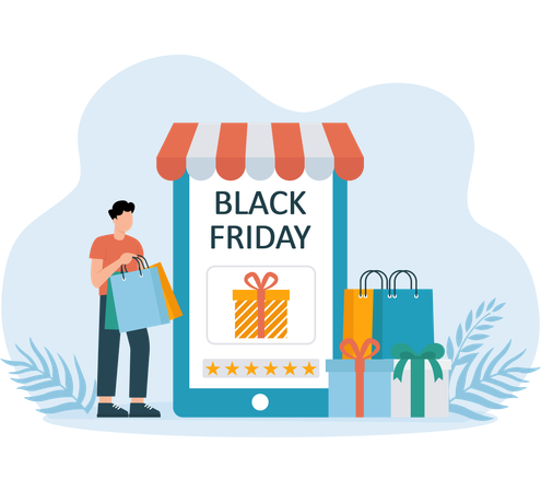 Annonce des soldes du Black Friday sur le site Web  Illustration