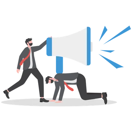 Marketing Communication Announce Promotion Or Communicate With Employees Community Or Organization Speech Loud Voice Or Announcement Concept Business People PR Public Relation Shout On Megaphone Illustration