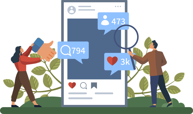 Announcing new products through social media channels increases visibility  Illustration