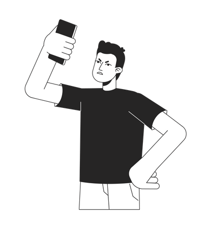 Annoyed man lifting up phone above head  Illustration