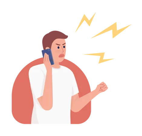 Annoyed man shouting into smartphone  Illustration