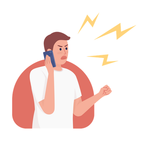 Annoyed man shouting into smartphone  Illustration