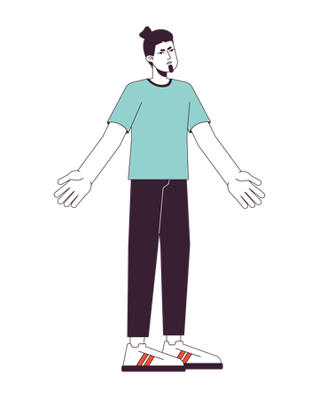 Annoyed man throwing up hands  Illustration