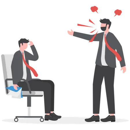 Blame Other People Work Pressure At The Office Concept An Annoyed Manager Yells At Employees Using A Megaphone Illustration