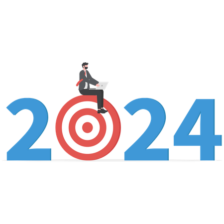 Año 2024 futura resolución empresarial.  Ilustración