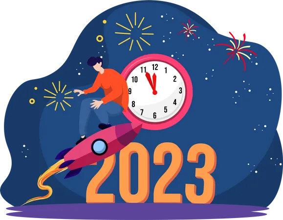 Hora do ano novo 2023  Ilustração