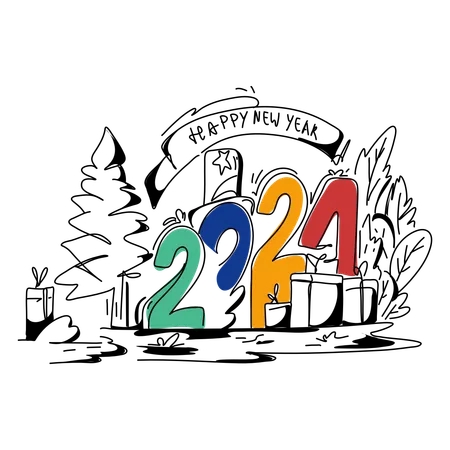 Año nuevo 2024  Ilustración