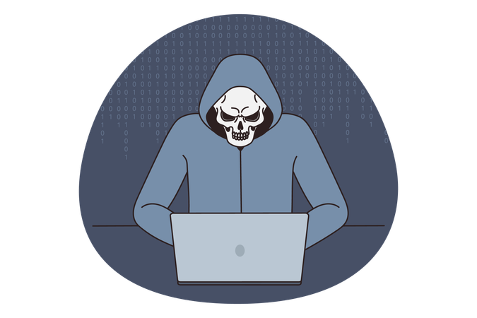 Anonymous hacker break in computer system  Illustration