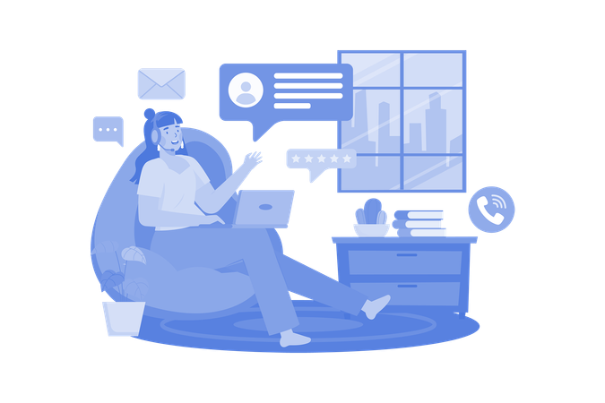 Answer Customer Chat From Home  Illustration