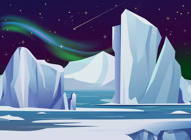 Antarctica aurora  Illustration