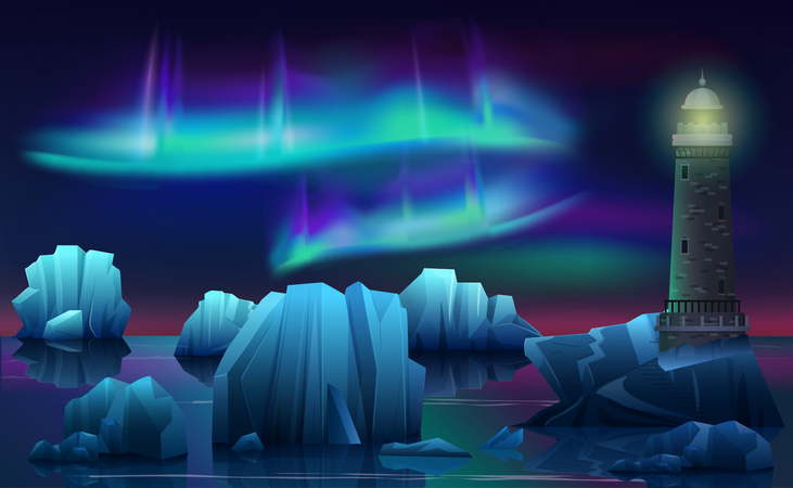 Antarctica aurora  Illustration