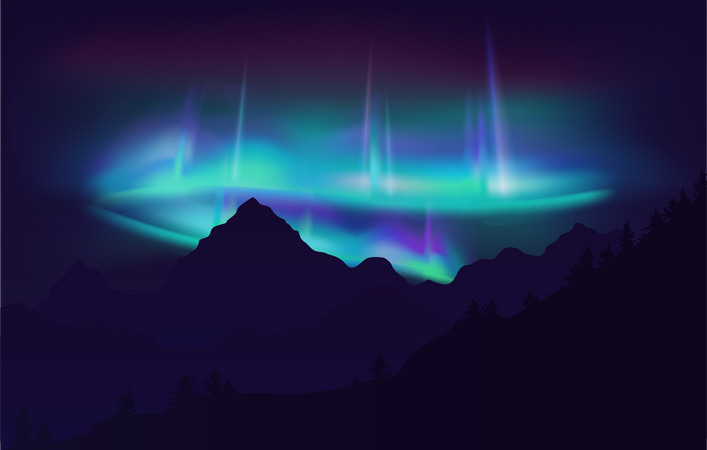 Antarktis Aurora  Illustration