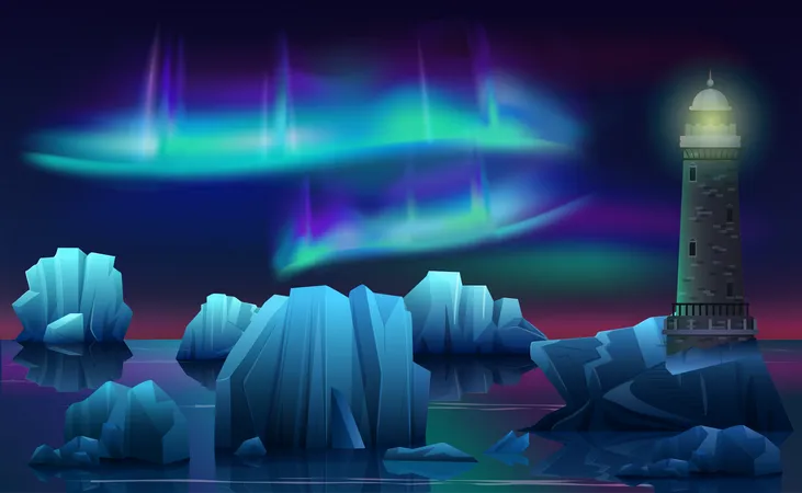 Antarktis Aurora  Illustration