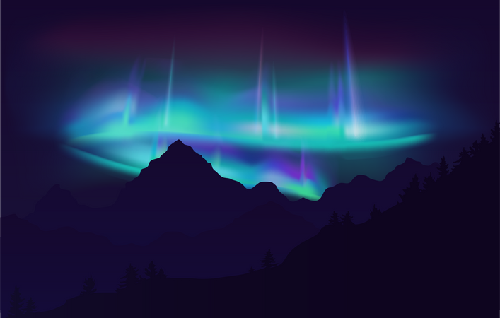 Aurora antártica  Ilustração