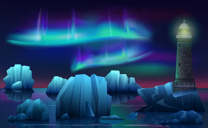 Aurora antártica  Ilustração