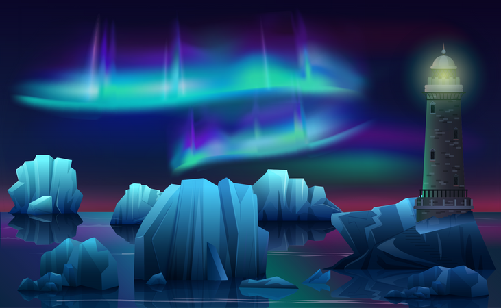 Aurora antártica  Ilustración