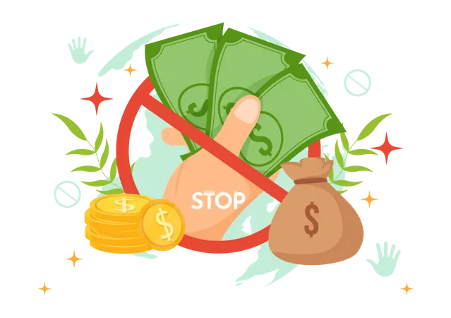 Anti Corruption Day Vector Illustration On 9 December With Stop Give Money And Coin Dollar With A Prohibition Sign In Flat Cartoon Background Design Illustration