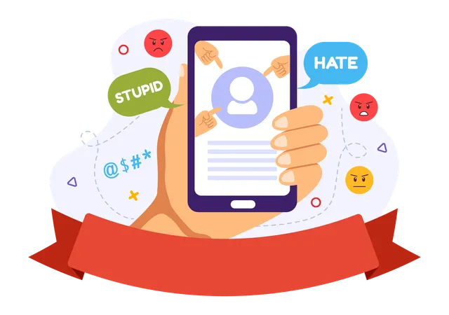 Stop Cyberbullying Vector Illustration Of Haters Online With Bullying Internet Trolling And Hate Speech In Flat Cartoon Background Design Illustration