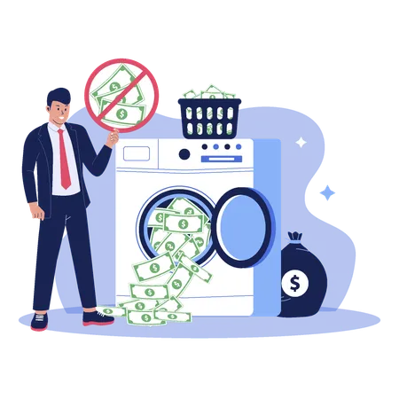Anti Money Laundering Concept Vector Flat Illustration イラスト