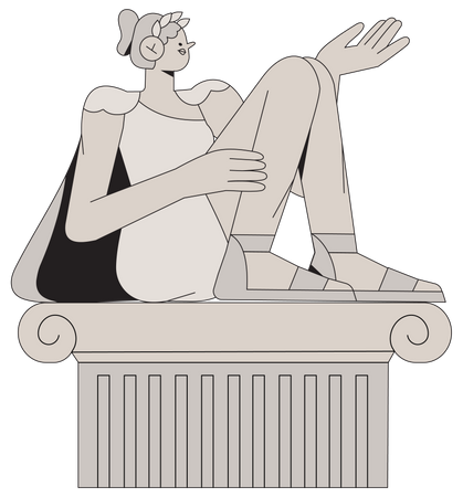 Estatua de mármol antigua de mujer.  Ilustración