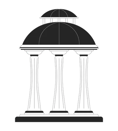 Antique Gazebo With Dome Roof Black And White 2 D Line Cartoon Object Architectural Decor For Garden Iisolated Vector Outline Item Vintage Arbor With Columns Monochromatic Flat Spot Illustration Illustration