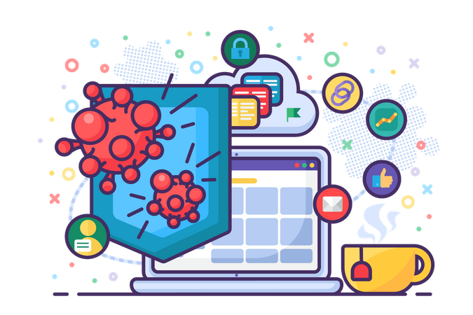 Antivirus computer protection software vector イラスト
