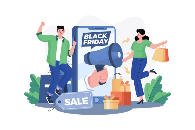 Anuncio de venta de viernes negro  Illustration