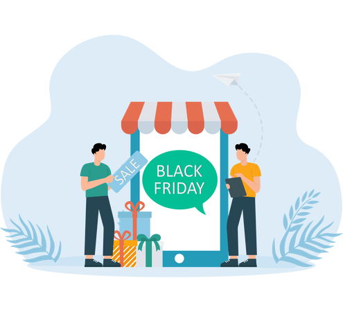 Venta de anuncios online del Black Friday  Ilustración