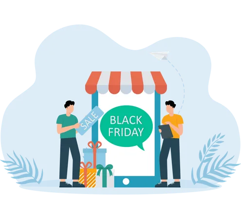 Venta de anuncios online del Black Friday  Ilustración