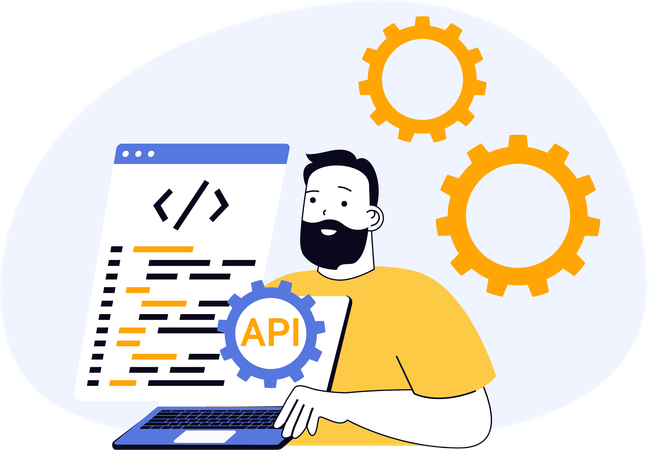 Anwendungsentwickler arbeiten an Programmierzeilen  Illustration