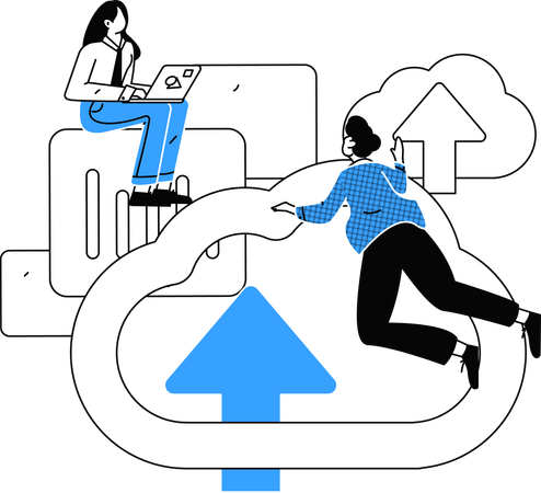 Anwendungsentwickler stellt Daten in der Cloud bereit  Illustration