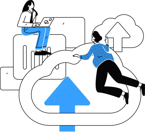 Anwendungsentwickler stellt Daten in der Cloud bereit  Illustration