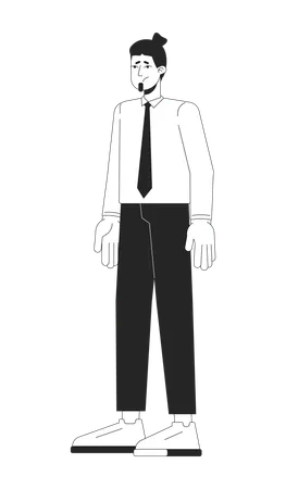 Anxious Disturbed Male Office Worker Black And White 2 D Line Cartoon Character Stressed Out Man Employee Isolated Vector Outline Person Frustrated Manager Adult Monochromatic Flat Spot Illustration Illustration