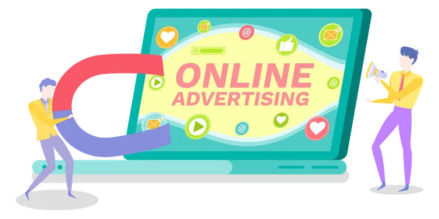 Online-Werbung anziehen  Illustration