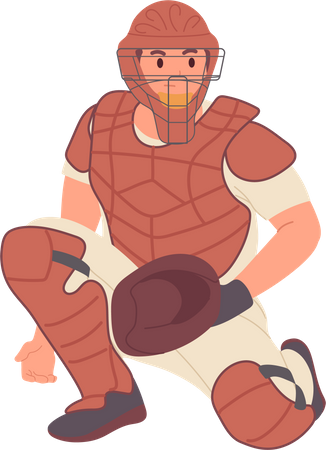 Apanhador masculino de jogador de beisebol profissional com luva  Illustration