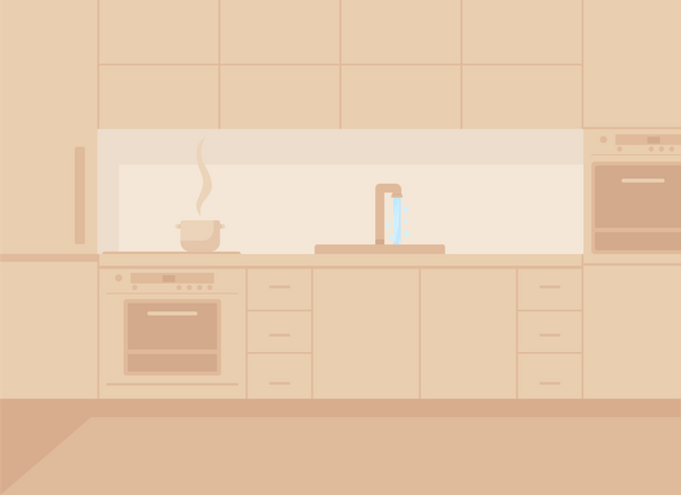 Apartamento con electrodoméstico de cocina.  Ilustración