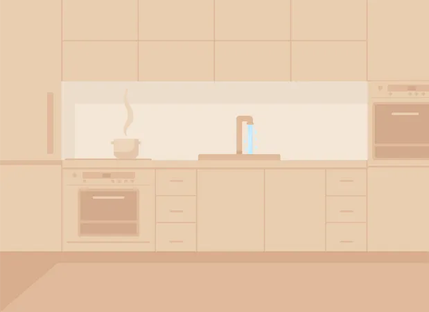 Apartamento con electrodoméstico de cocina.  Ilustración