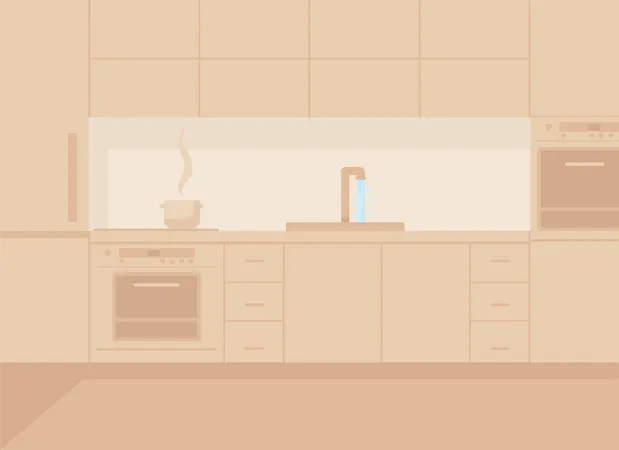 Apartment with Kitchen appliance Illustration
