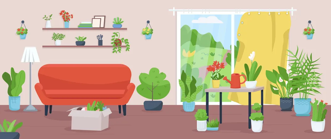 Apartment with plants Illustration
