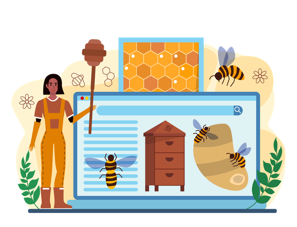 Servicio online de apicultor.  Ilustración