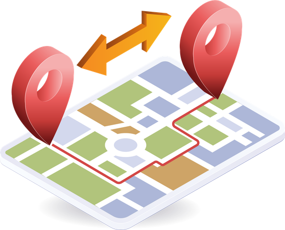 Aplicativo de mapa de rota de localização de destino  Ilustração