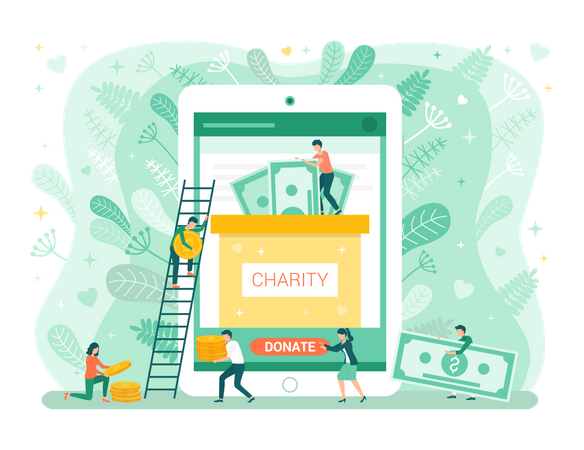 Aplicación de caridad en línea  Ilustración