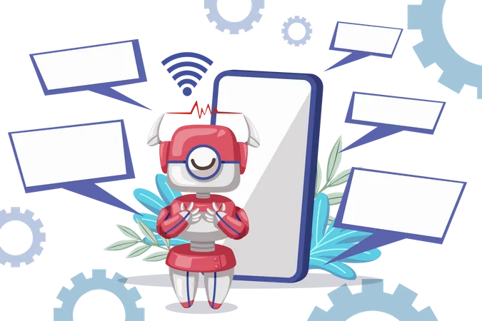 Conjunto De Maquina Futurista De Estilo De Dibujos Animados De Mujer Robot De Personaje Android Para Uso Domestico Vector Aislado Tecnologia De Objetos Ciberneticos Futuristas Ilustracion Vectorial Aislada Ilustración
