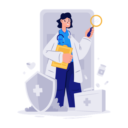 Aplicación de atención médica para médicos  Ilustración