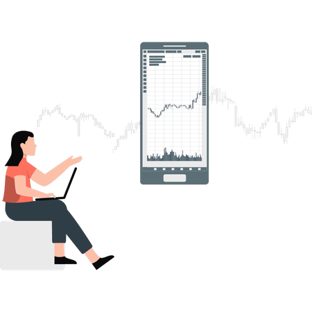 Aplicación de bolsa en el móvil  Ilustración