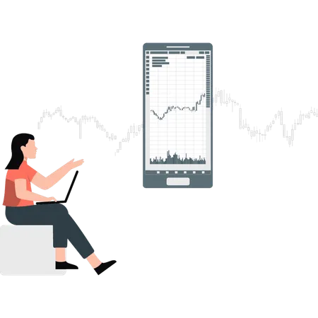 Aplicación de bolsa en el móvil  Ilustración