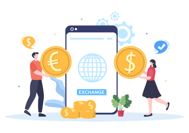 Aplicación de cambio de moneda  Ilustración