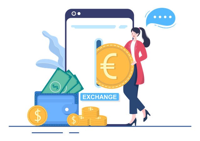 Aplicación de cambio de moneda digital  Illustration