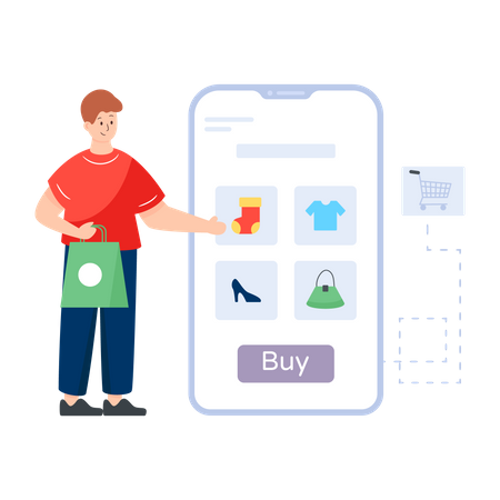 Aplicación de comercio electrónico  Ilustración